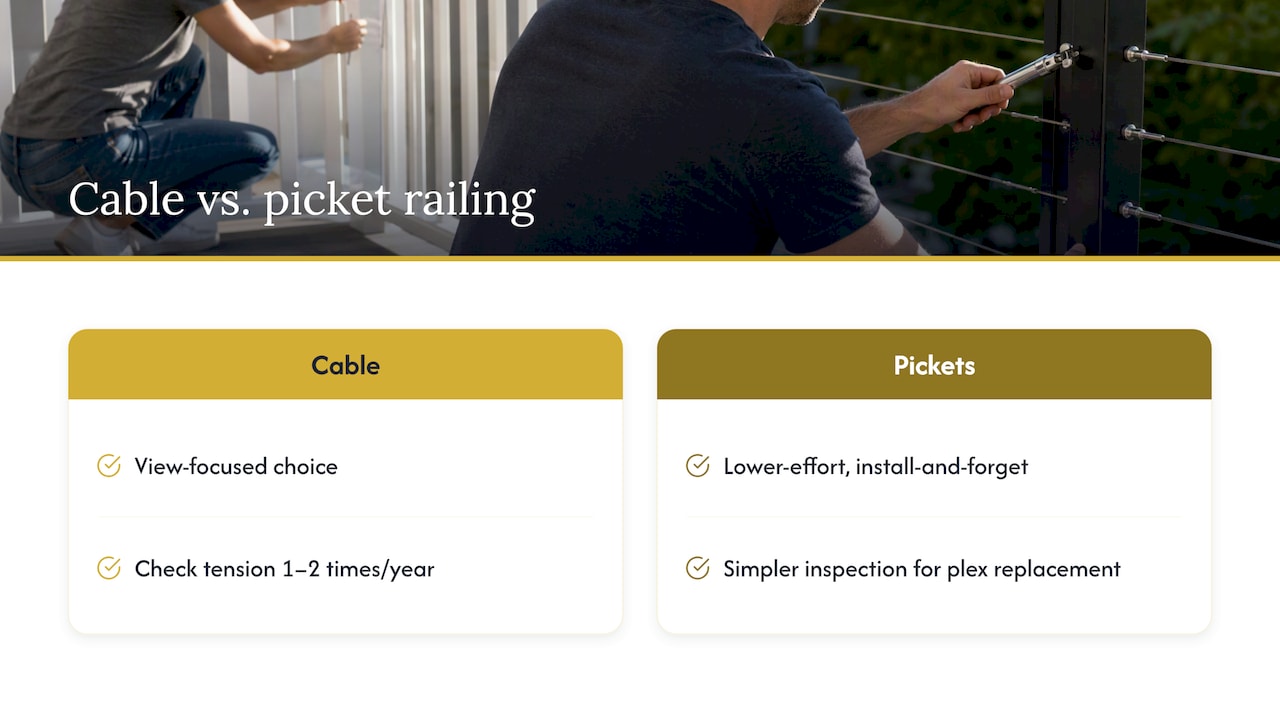 Homeowner priorities for cable or picket railings