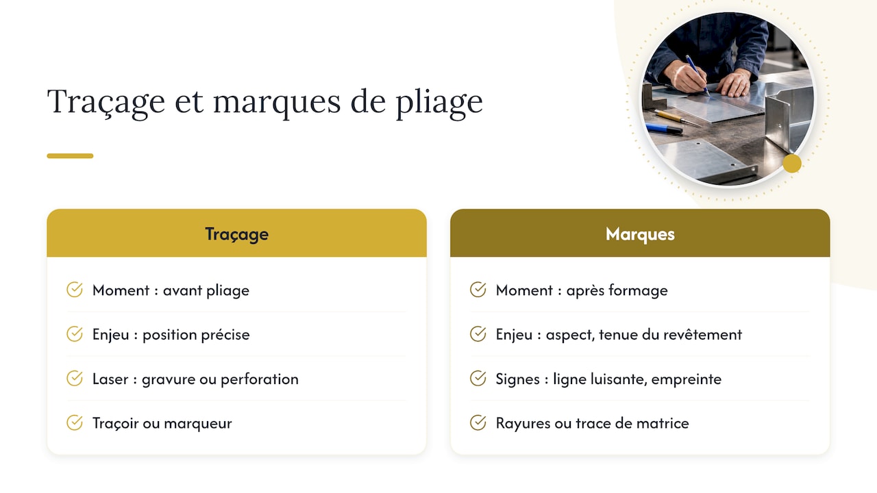Comparaison du traçage et des marques de pliage