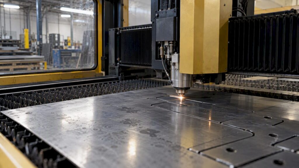 CNC laser cutting steel sheet in Lachine