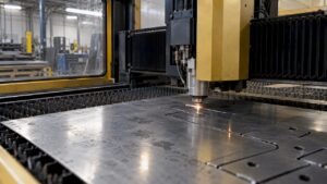 CNC laser cutting steel sheet in Lachine