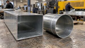 Sections de conduits ronds et rectangulaires en tôle