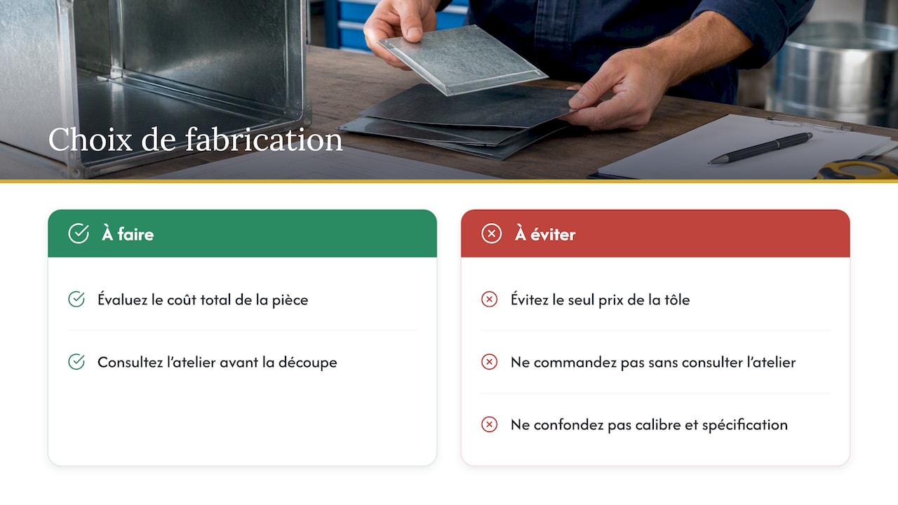 Notre point de vue : choisir l'épaisseur, c'est choisir la fabrication — overview diagram